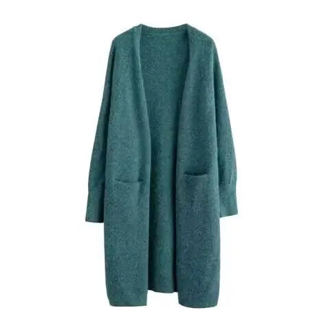 Loose Thick Warm  V Neck Long Knitted Cardigan