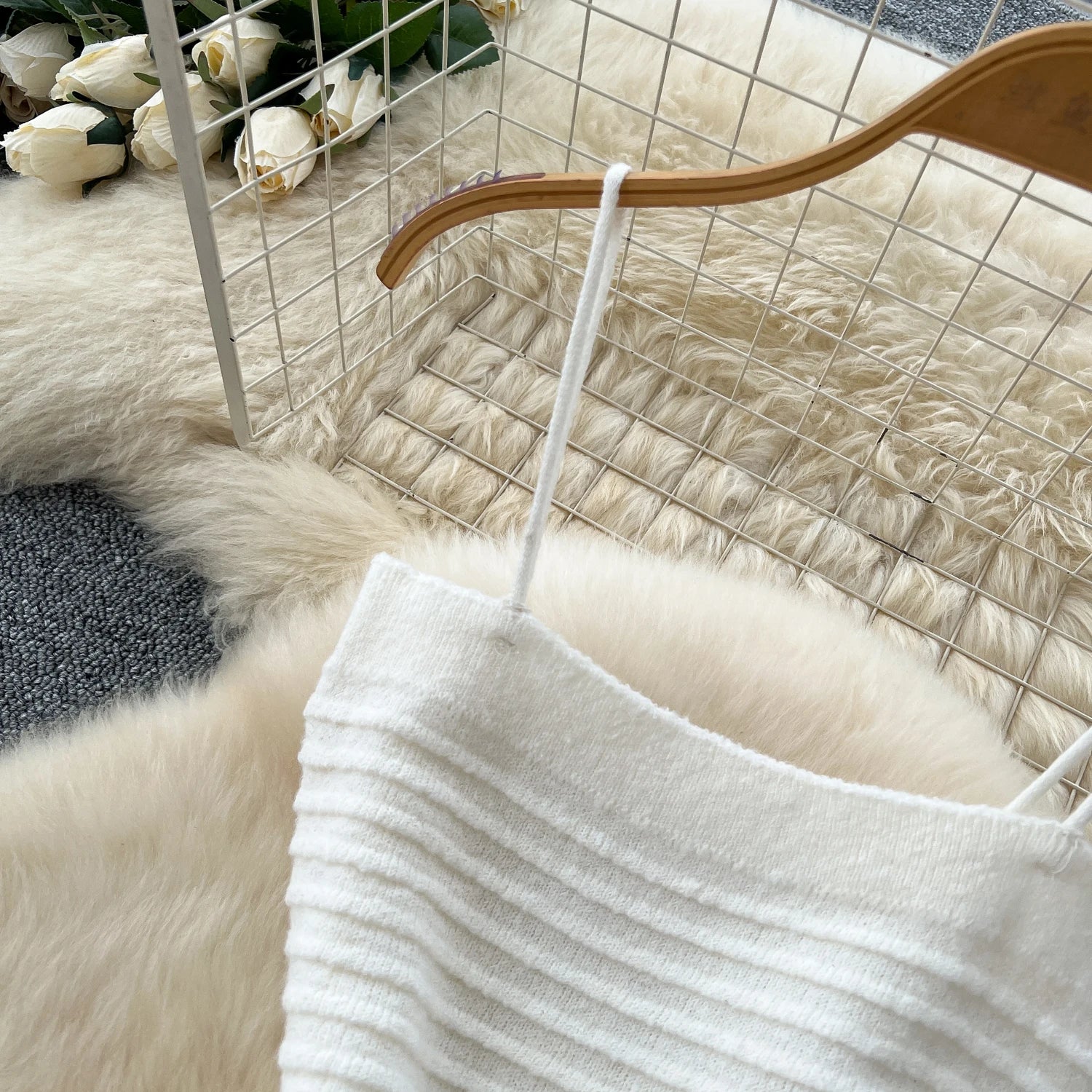 Autumn Warm Sweater Suits Mini Strap Vest+Outerwear Cardigans+Basic Long Pants Three Pieces Sets