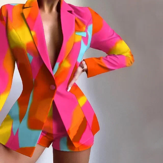 Slim Fit Temperament Slim Short Pants Two-piece Suit Sets