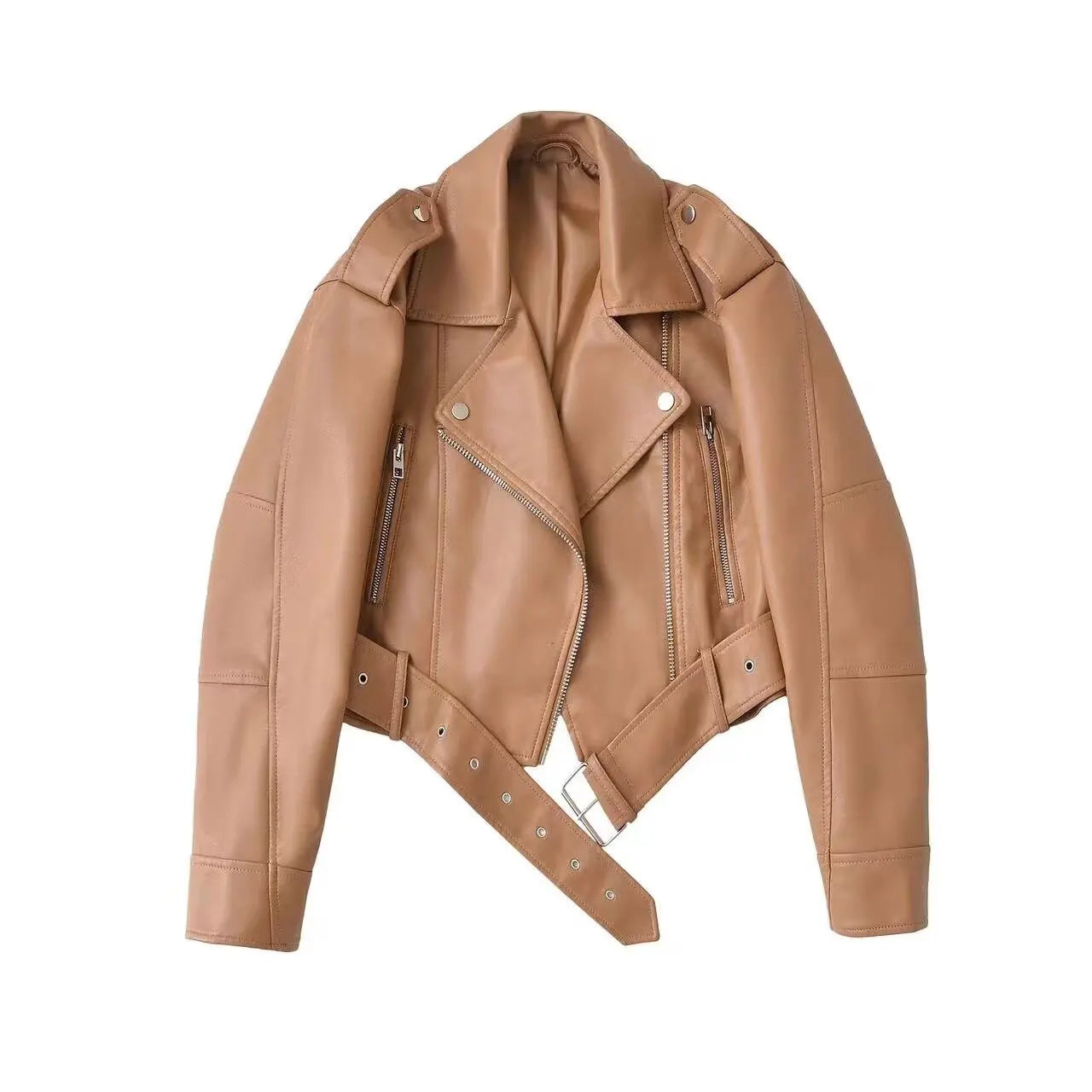 Faux PU Motorcycle Short Leather Jacket