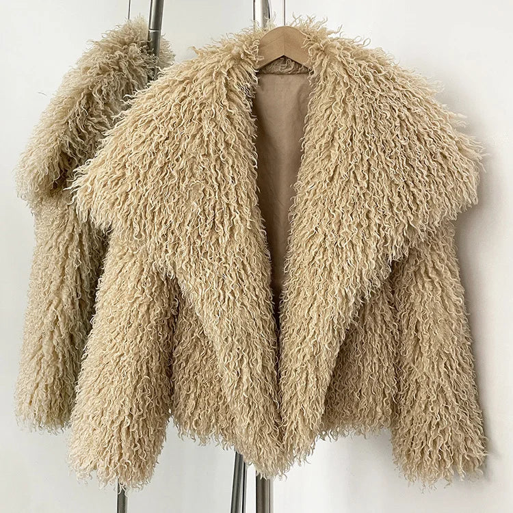 Faux Fur Long Sleeve Thick Warm Overcoat Outwear Fluffy Coat