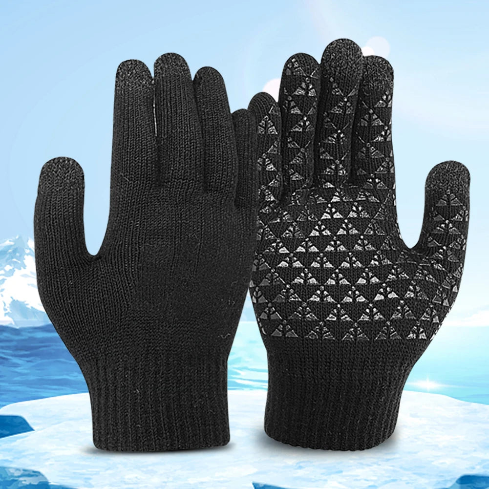 Winter Snowboard Touch Screen Knitted Gloves Hand Warmer Outdoor Riding Skiing Mitten for Cycling Driving Hiking Walking