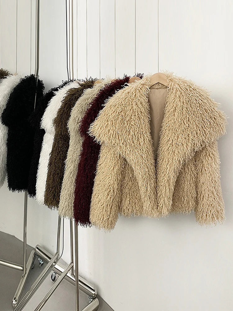 Faux Fur Long Sleeve Thick Warm Overcoat Outwear Fluffy Coat