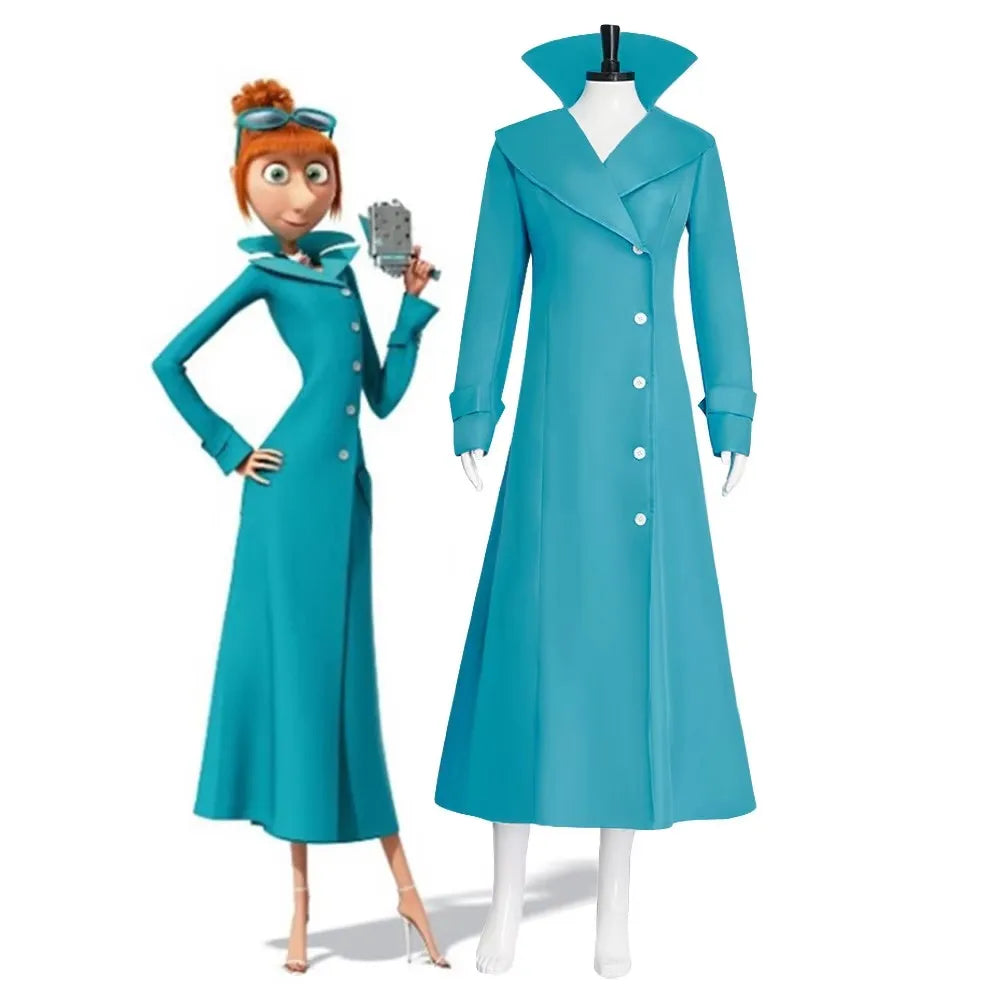 Lucy Wilde Cosplay Costume Blue Long Jacket Animated Movies Lucy's Overcoat Wome Halloween Partyn's Trench Coat Wig For Woman