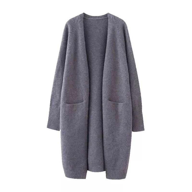 Loose Thick Warm V Neck Knitted Casual  Cardigan