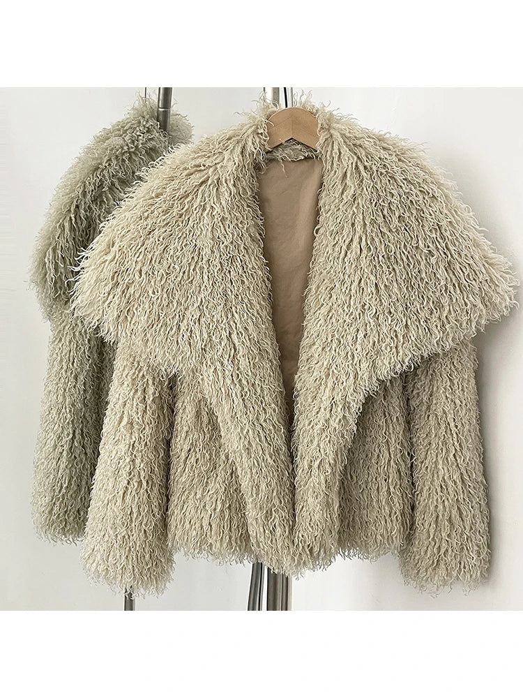 Faux Fur Long Sleeve Thick Warm Overcoat Outwear Fluffy Coat