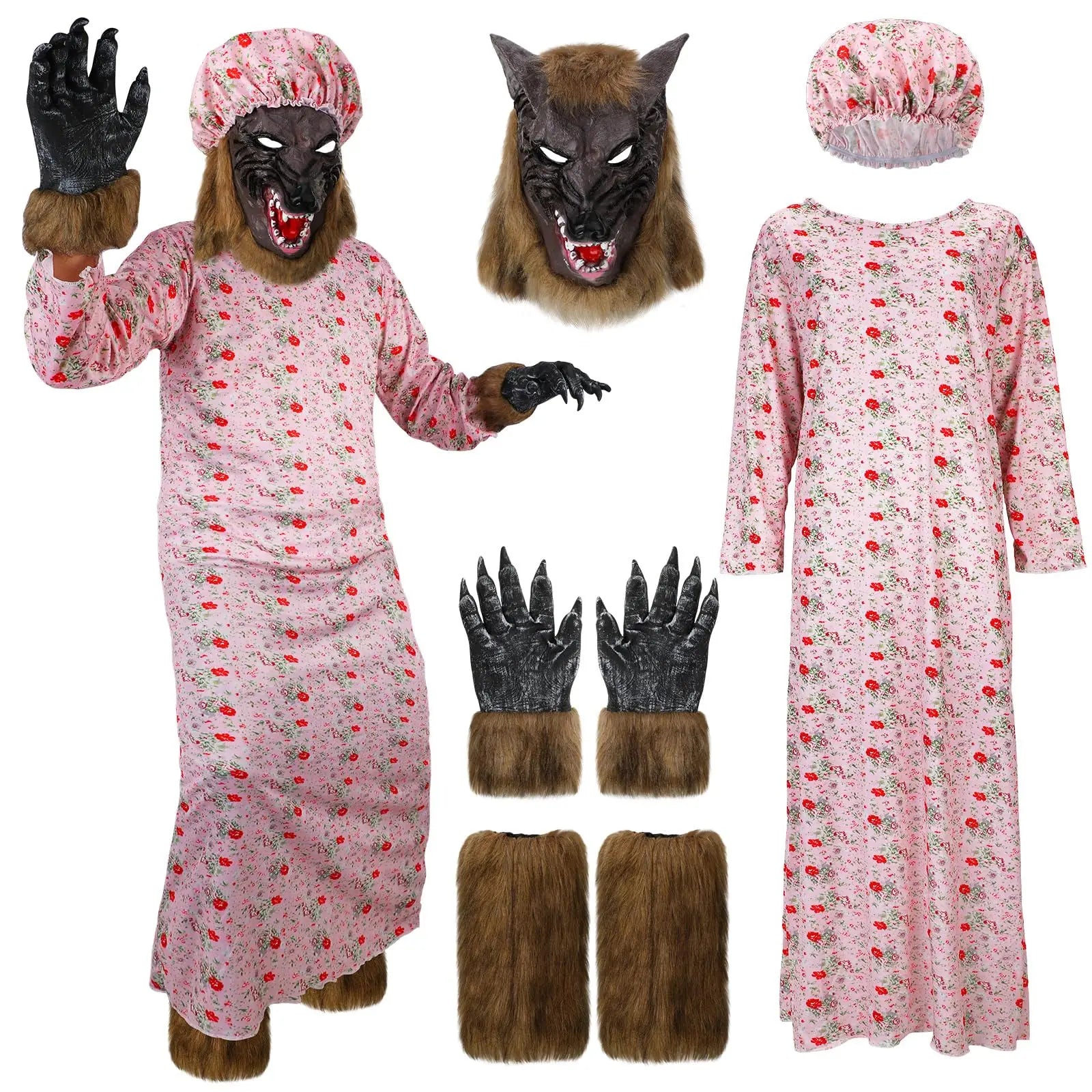 Wolf Granny Costume Set Adult Cosplay Dress Outfit