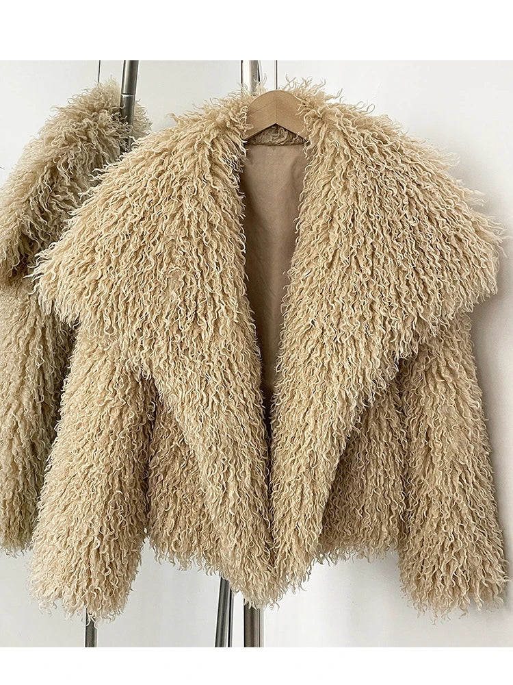 Faux Fur Long Sleeve Thick Warm Overcoat Outwear Fluffy Coat