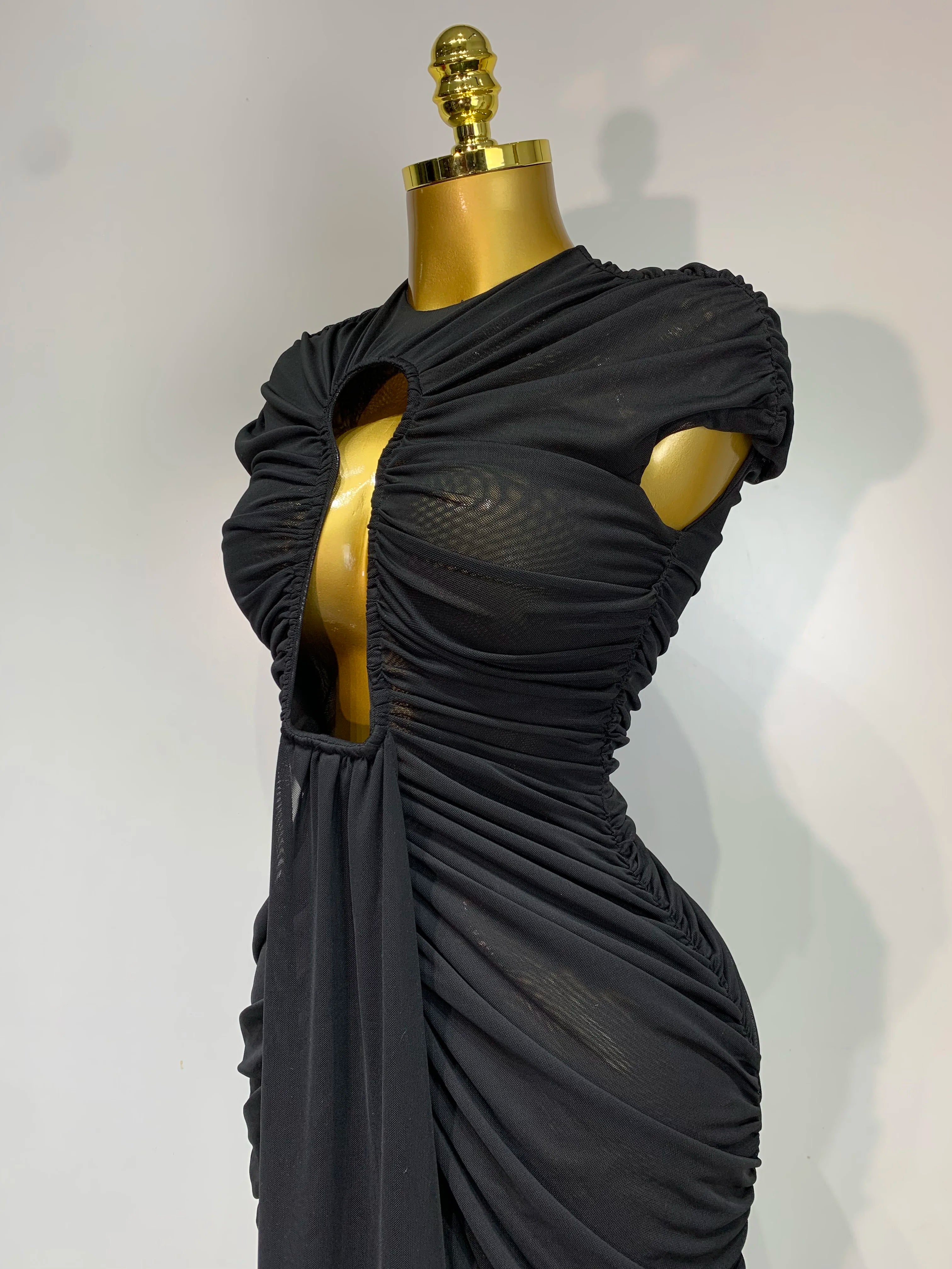 Hollow Out Sleeveless O-Neck Bodycon Dress