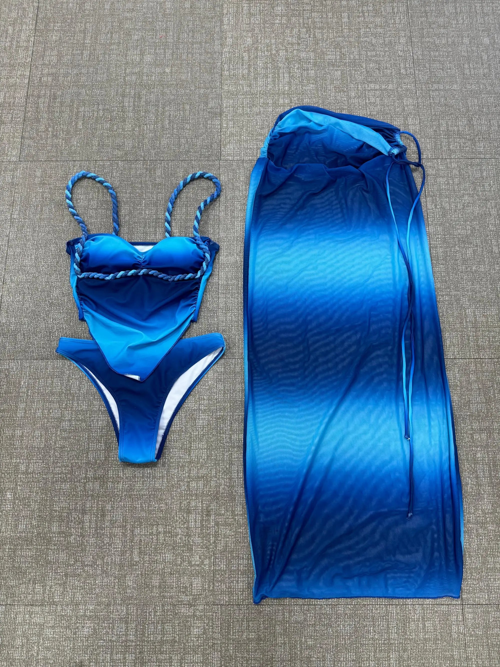 3 Pieces Bikinis Sets Sexy Push Up Backless  Cover-ups High-end Niche Beach Wear