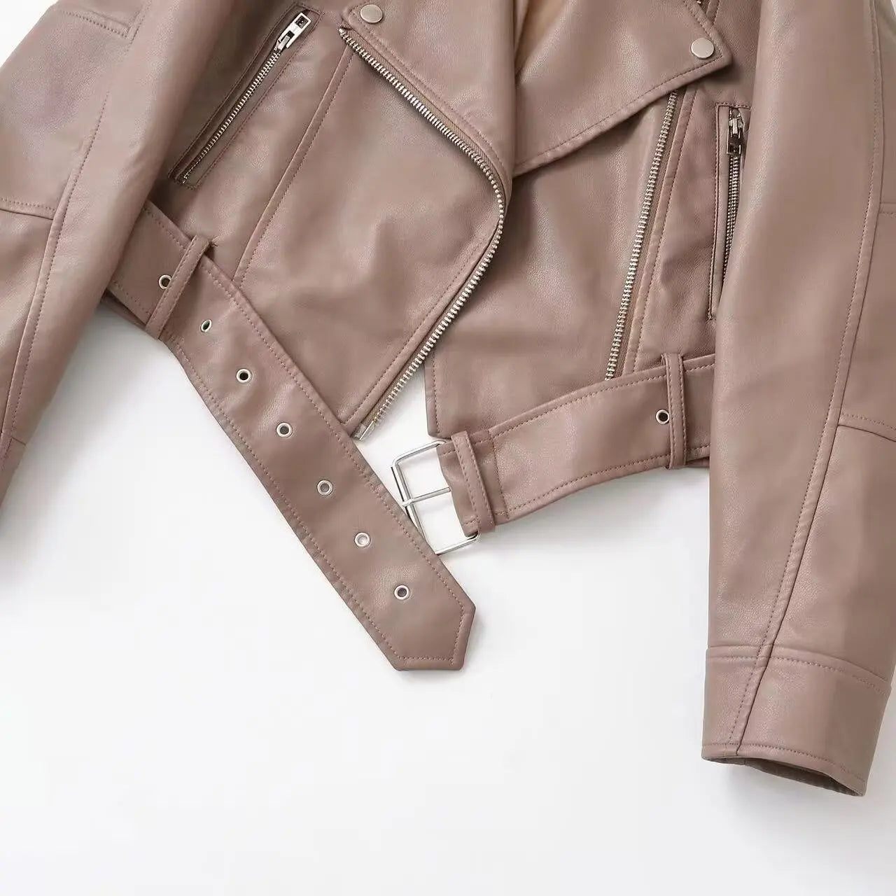 Faux PU Motorcycle Short Leather Jacket