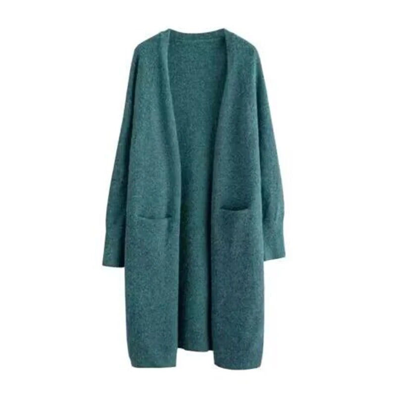 Loose Thick Warm  V Neck Long Knitted Cardigan