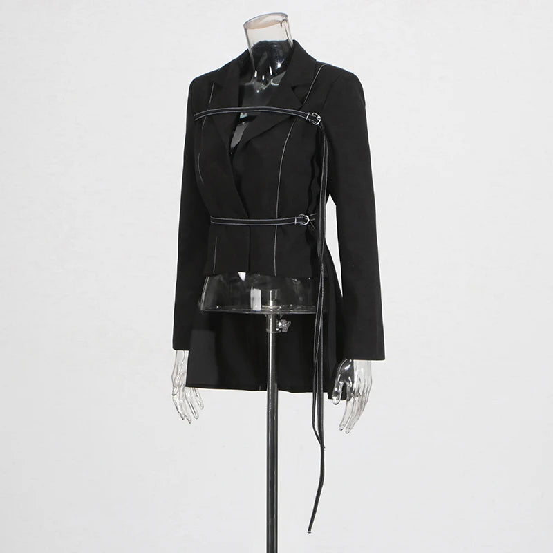 Two Piece Set Notched Collar Long Sleeve Top High Waist Straight Pant Temperament Sets