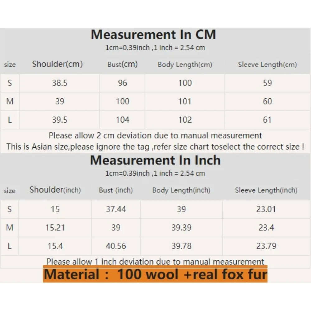 Real Fur Natural Wool Blends Cashmere Double Breasted Belt Warm Coat