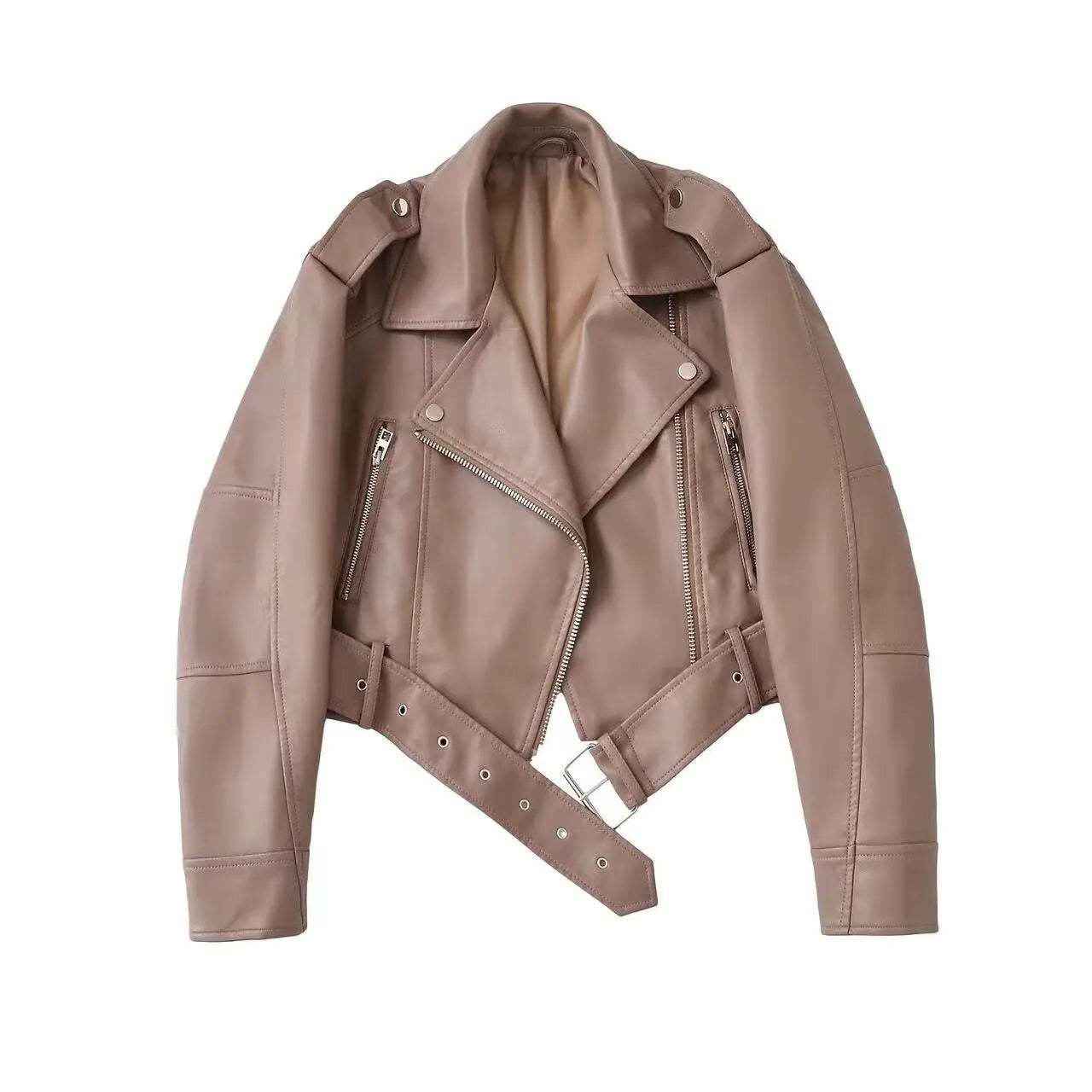 Faux PU Motorcycle Short Leather Jacket