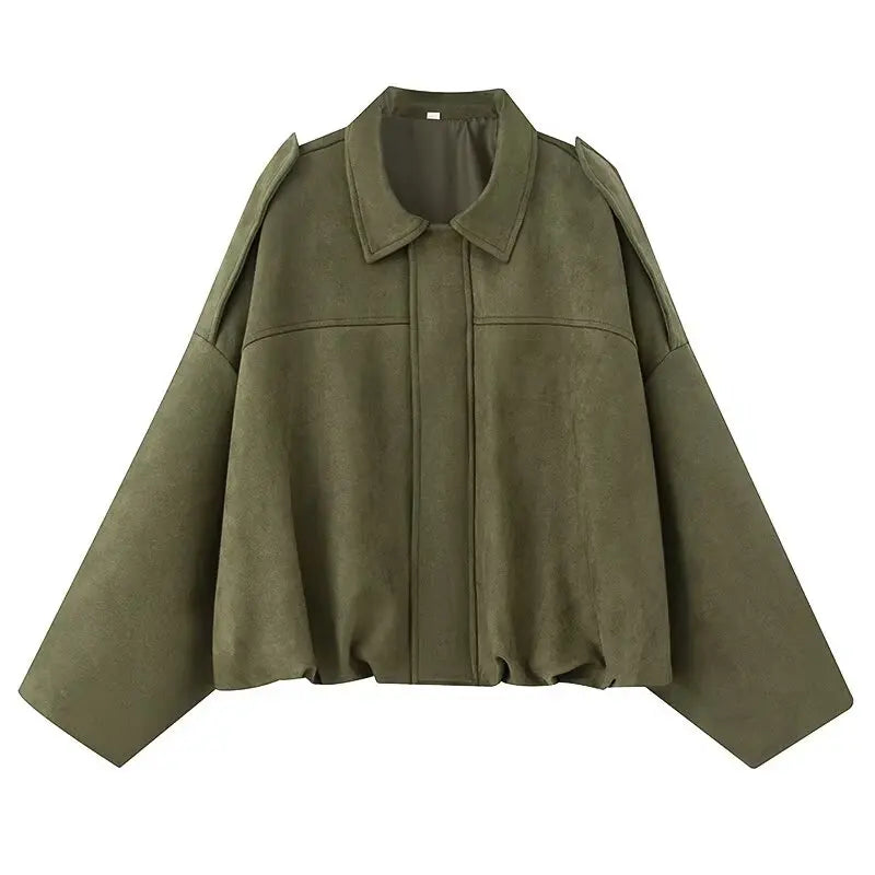 Loose Pilot Autumn Faux Suede Texture Jacket