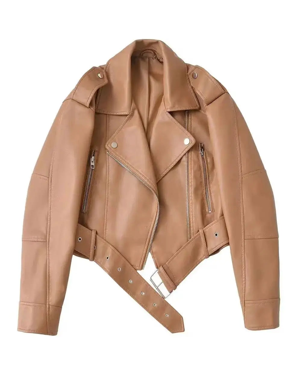 Faux PU Motorcycle Short Leather Jacket