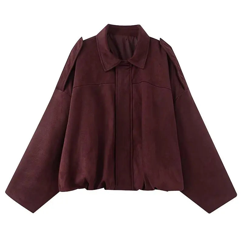 Loose Pilot Autumn Faux Suede Texture Jacket
