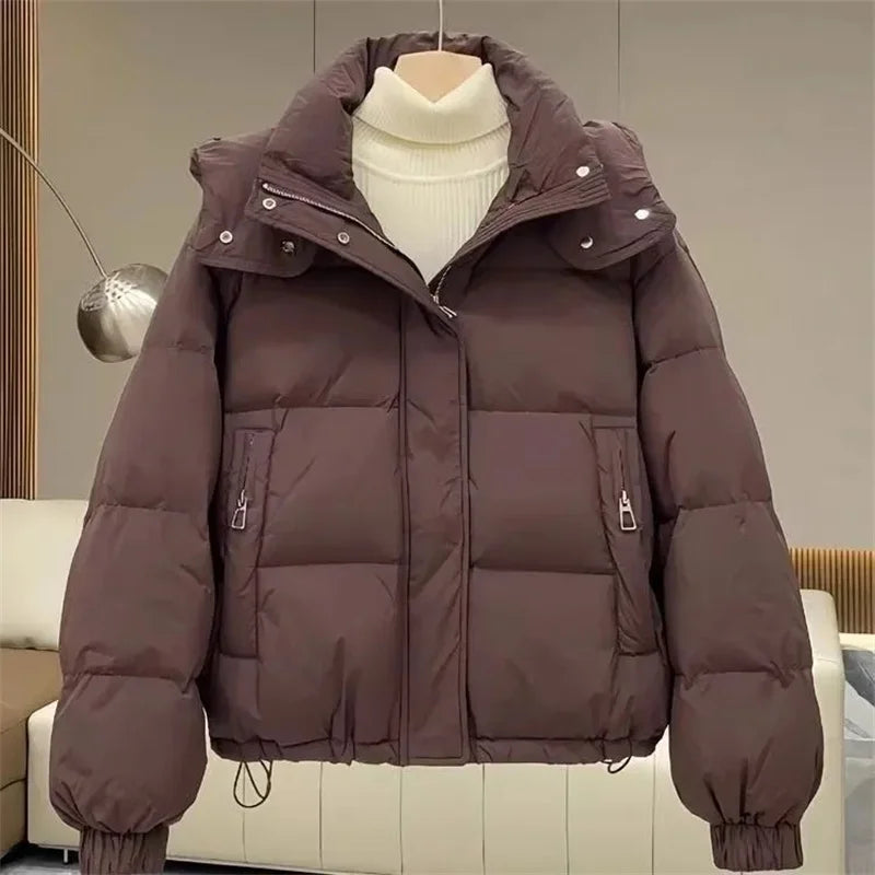 Cotton-Padded Down Parkas Short Bread Outerwear Hooded Cotton Jacket