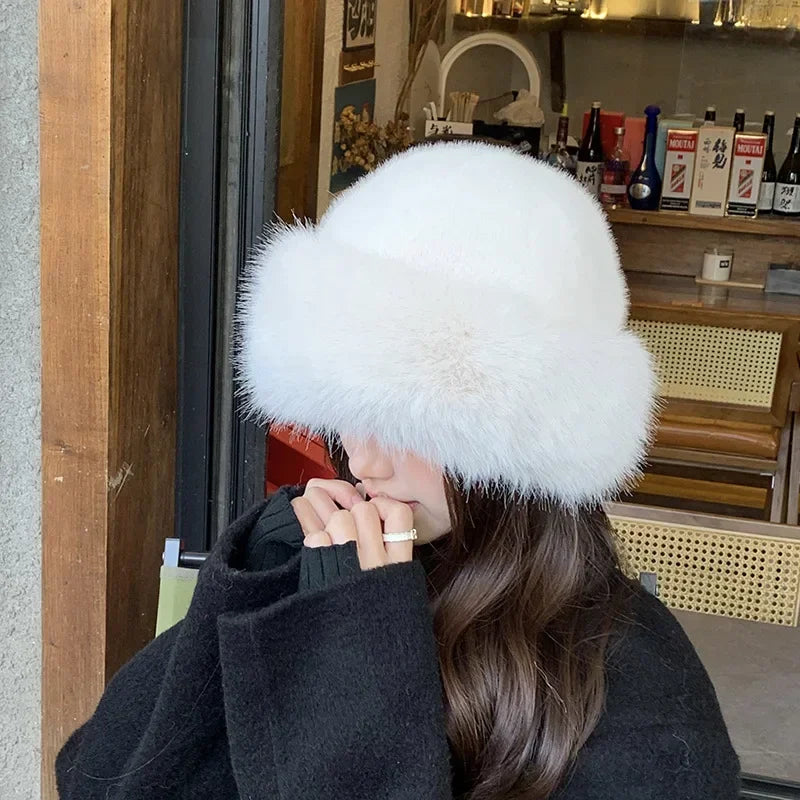 Plush Fluffy Skiing Riding Warm Fur Hat