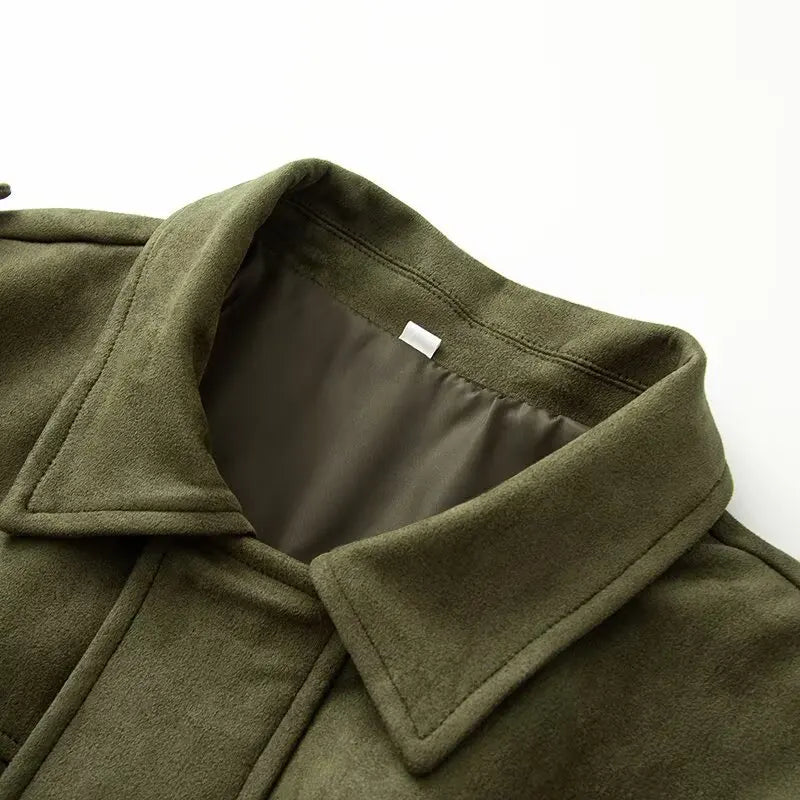 Loose Pilot Autumn Faux Suede Texture Jacket