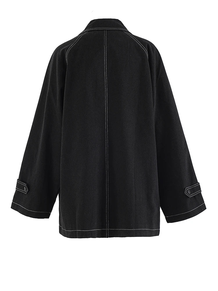 Big Size Denim Jacket Wide Leg Trousers Women's Two Piece Suit