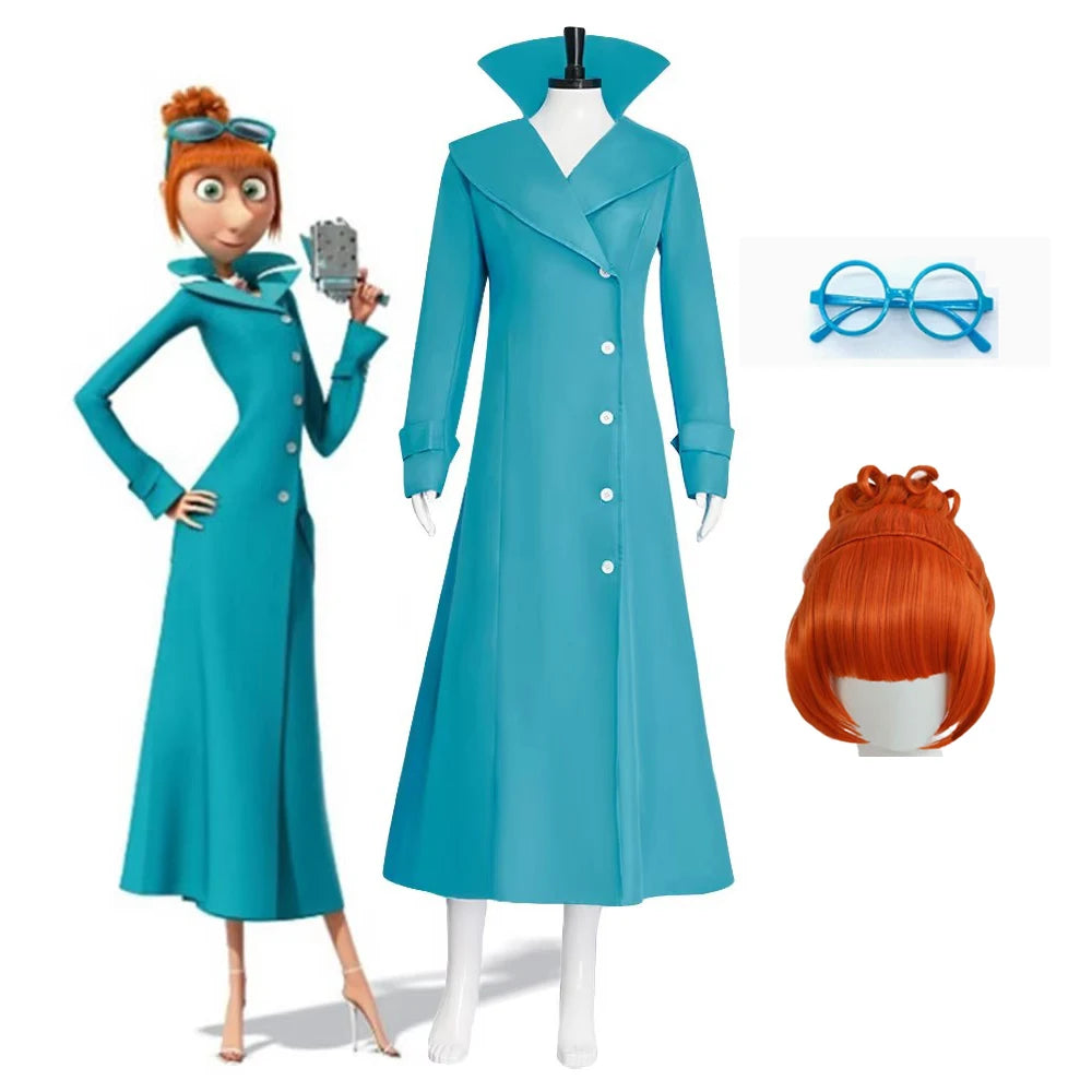 Lucy Wilde Cosplay Costume Blue Long Jacket Animated Movies Lucy's Overcoat Wome Halloween Partyn's Trench Coat Wig For Woman