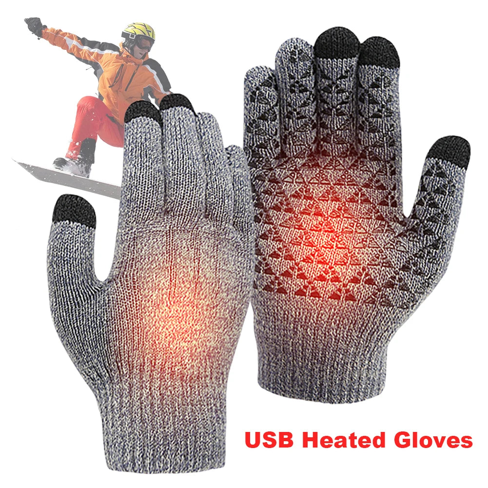 Winter Snowboard Touch Screen Knitted Gloves Hand Warmer Outdoor Riding Skiing Mitten for Cycling Driving Hiking Walking