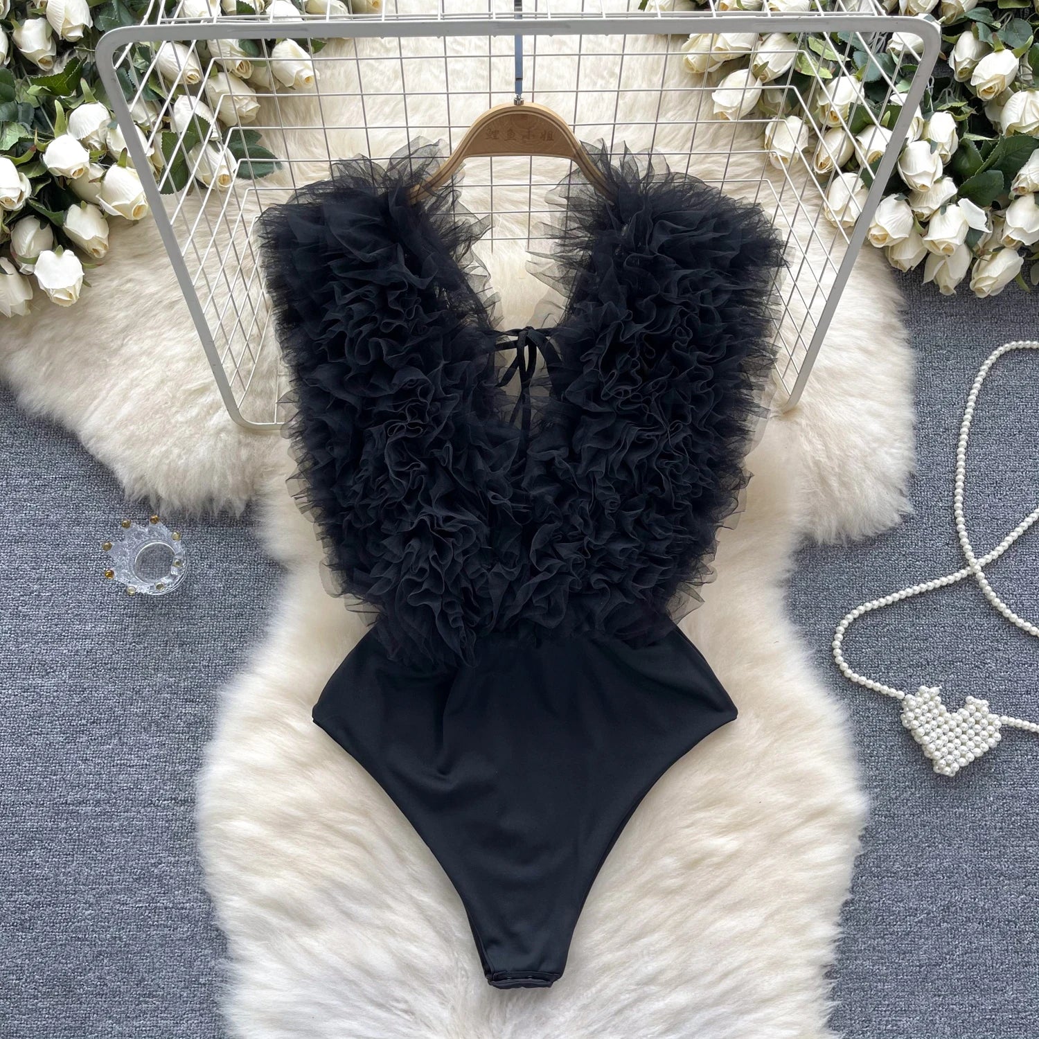 3D Flowers Spliced Sheath Backless Bodysuits