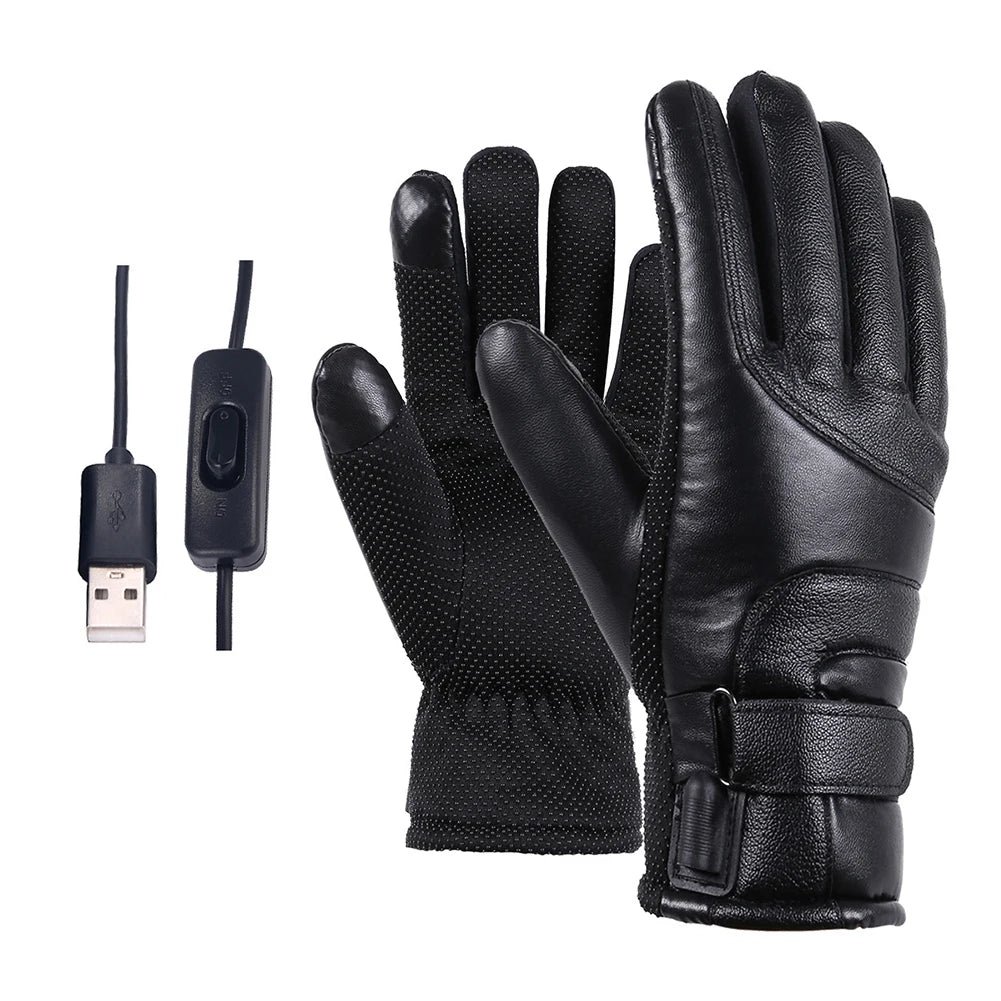 Heated Full Finger Mittens Touch Screen USB Electric Heating Gloves