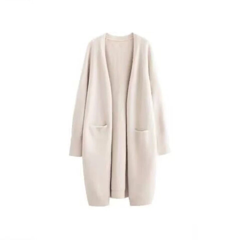 Loose Thick Warm  V Neck Long Knitted Cardigan