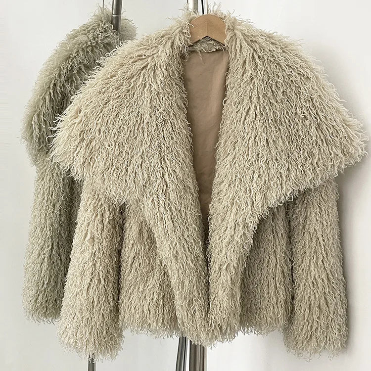 Faux Fur Long Sleeve Thick Warm Overcoat Outwear Fluffy Coat