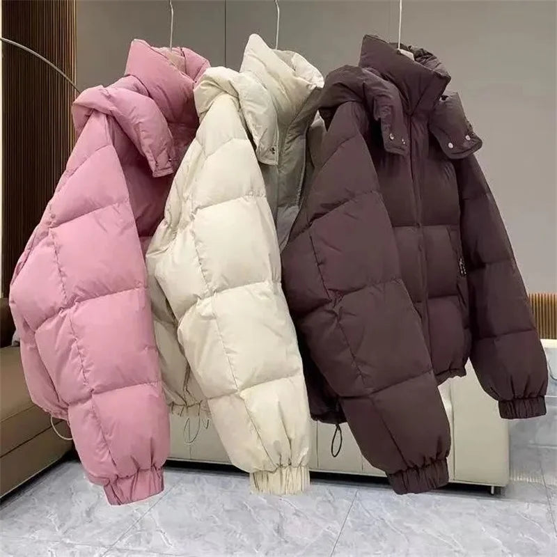 Cotton-Padded Down Parkas Short Bread Outerwear Hooded Cotton Jacket