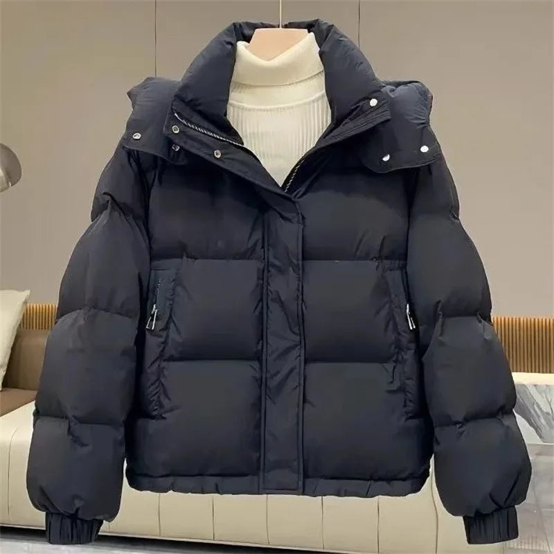 Cotton-Padded Down Parkas Short Bread Outerwear Hooded Cotton Jacket