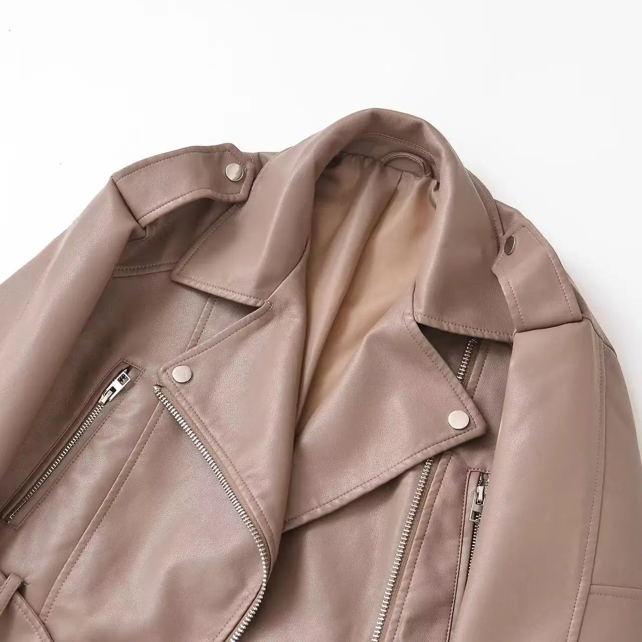 Faux PU Motorcycle Short Leather Jacket