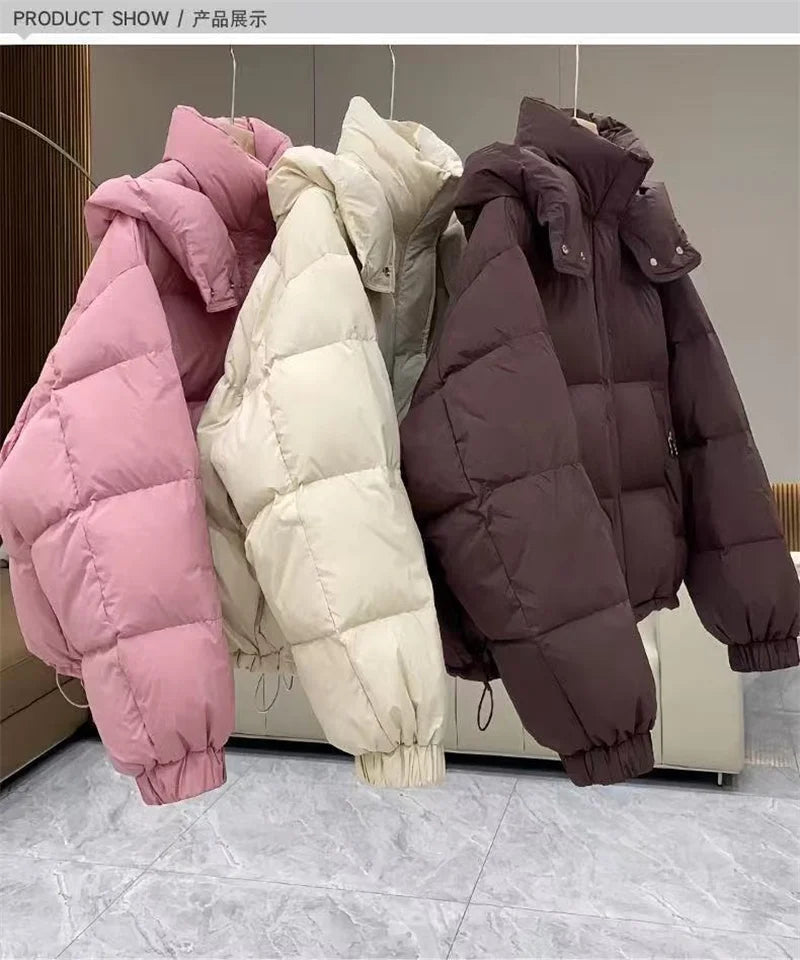 Cotton-Padded Down Parkas Short Bread Outerwear Hooded Cotton Jacket