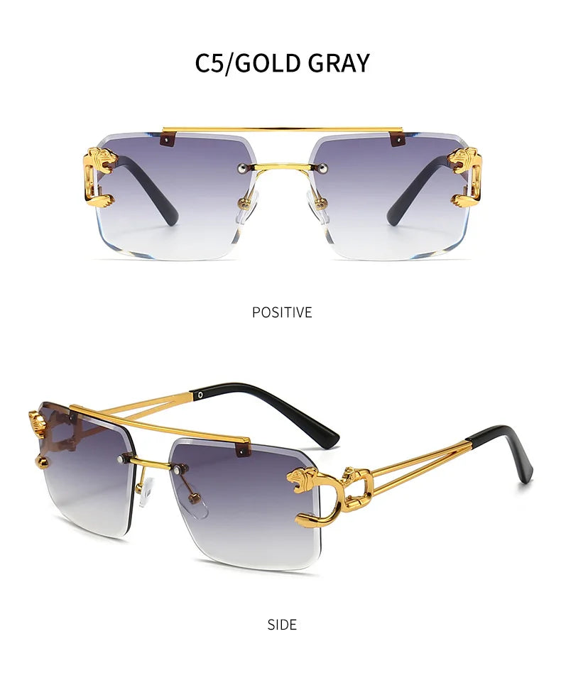 Vintage Rimless Oversized Square Sunglasses