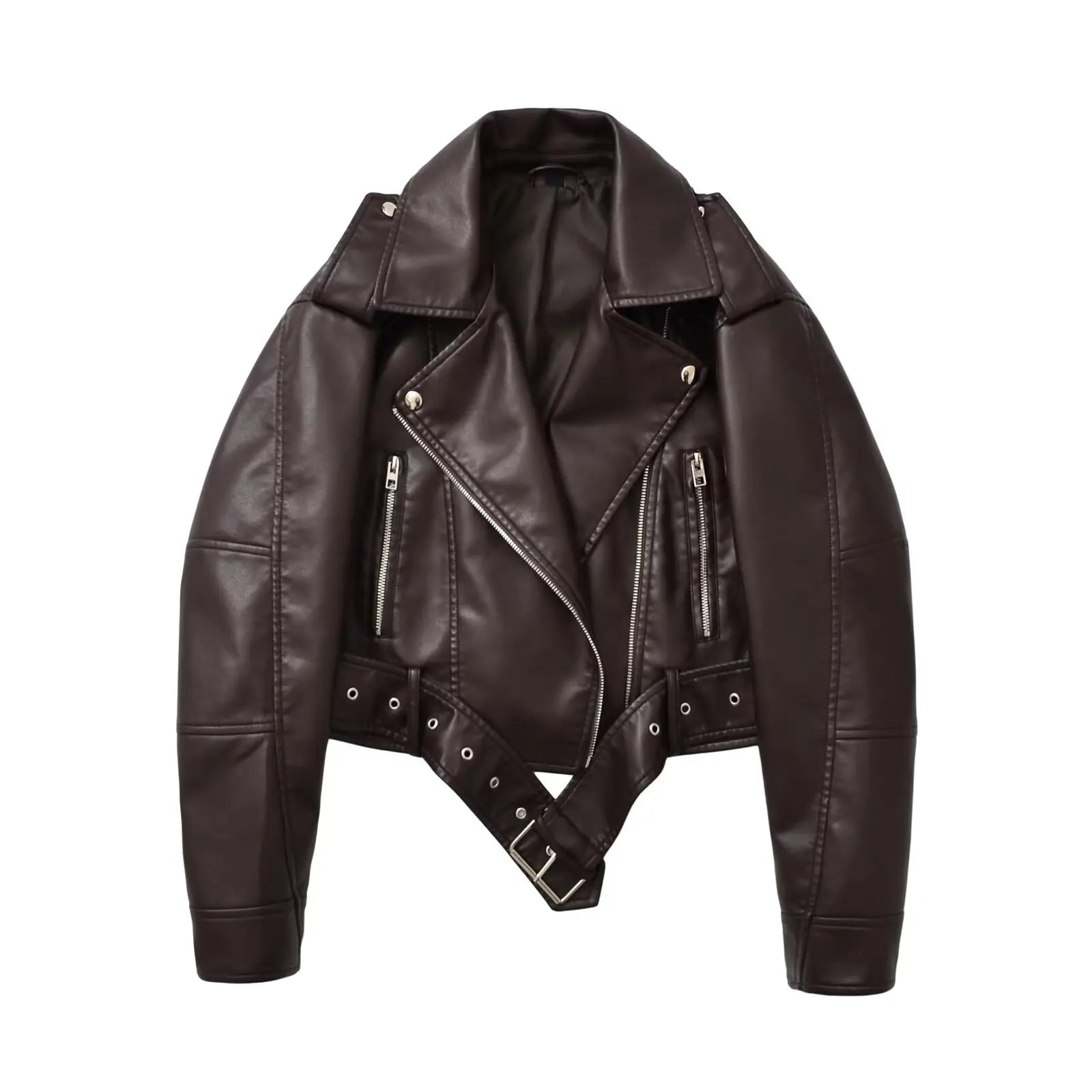 Faux PU Motorcycle Short Leather Jacket