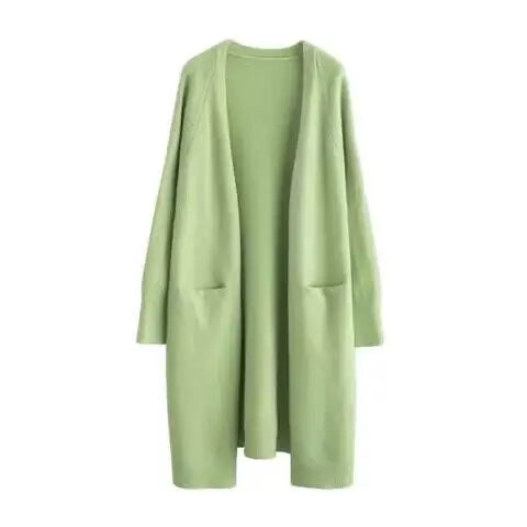 Loose Thick Warm  V Neck Long Knitted Cardigan