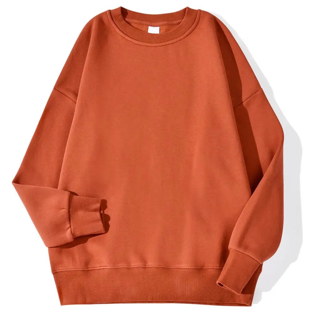 Autumn Winter Fleece Pullover Soft Breathable O-Neck Sweatshirt