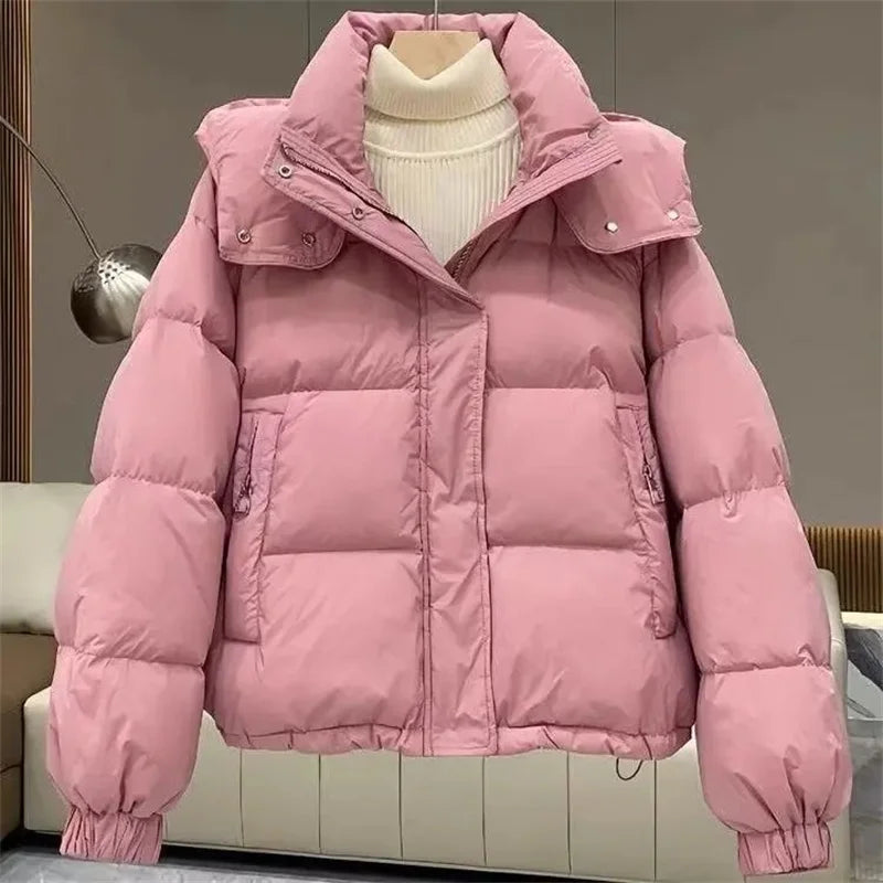 Cotton-Padded Down Parkas Short Bread Outerwear Hooded Cotton Jacket