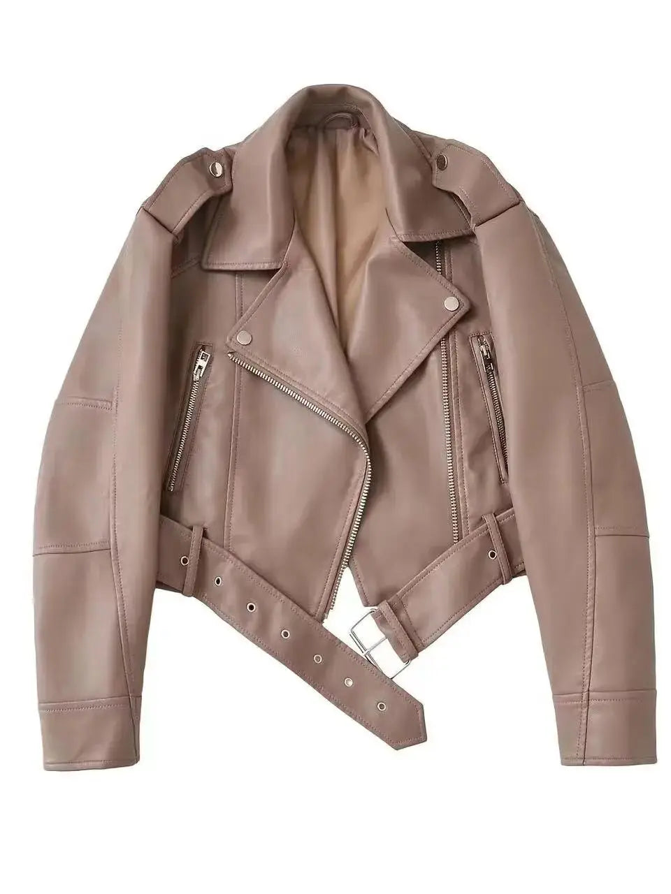 Faux PU Motorcycle Short Leather Jacket