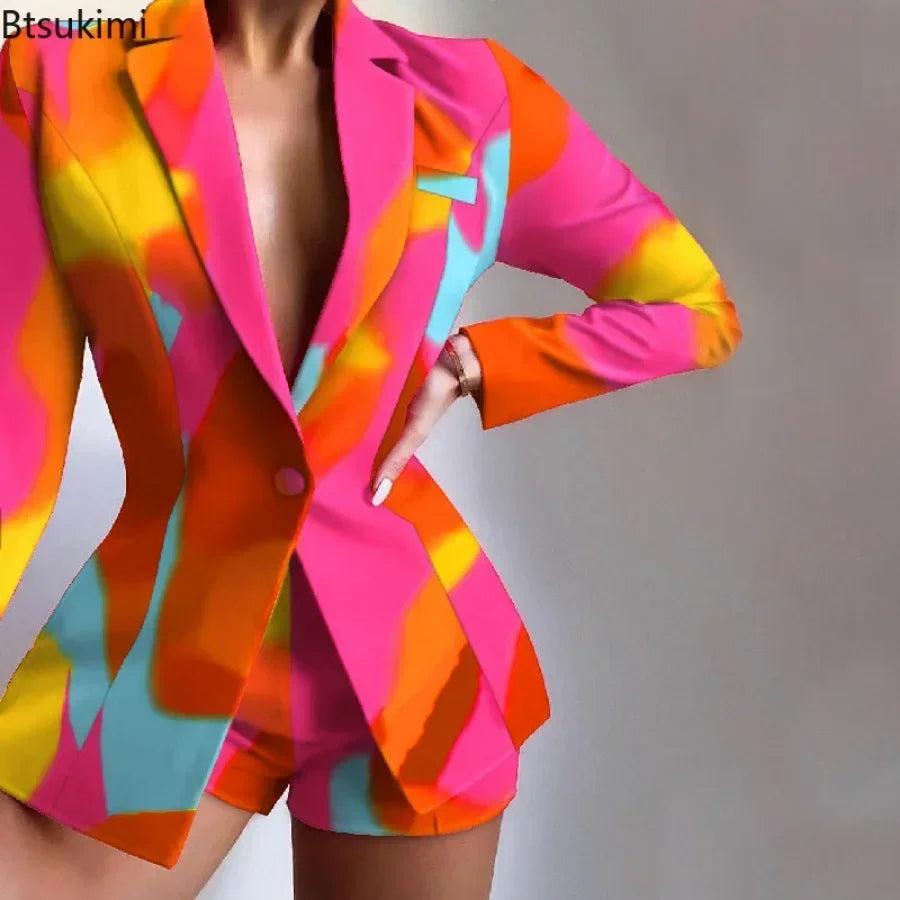 Slim Fit Temperament Slim Short Pants Two-piece Suit Sets