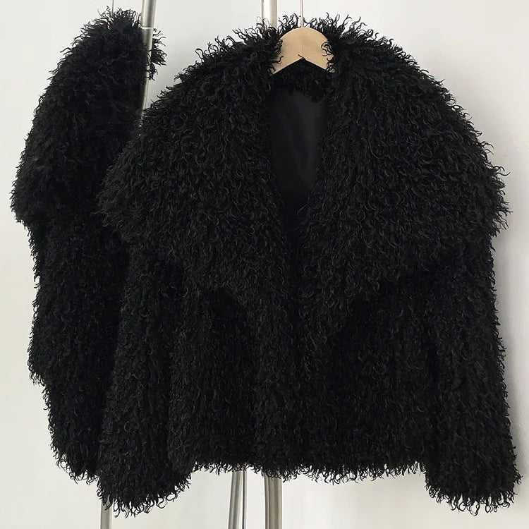 Faux Fur Long Sleeve Thick Warm Overcoat Outwear Fluffy Coat