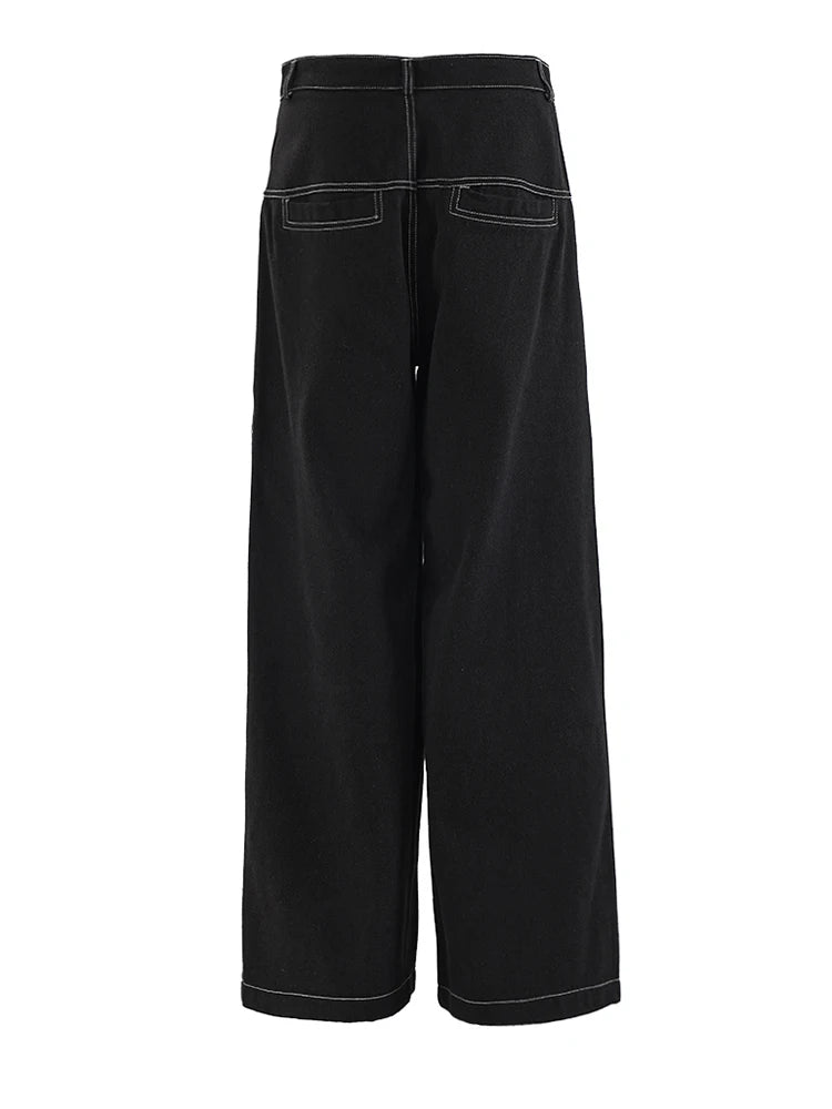 Big Size Denim Jacket Wide Leg Trousers Women's Two Piece Suit