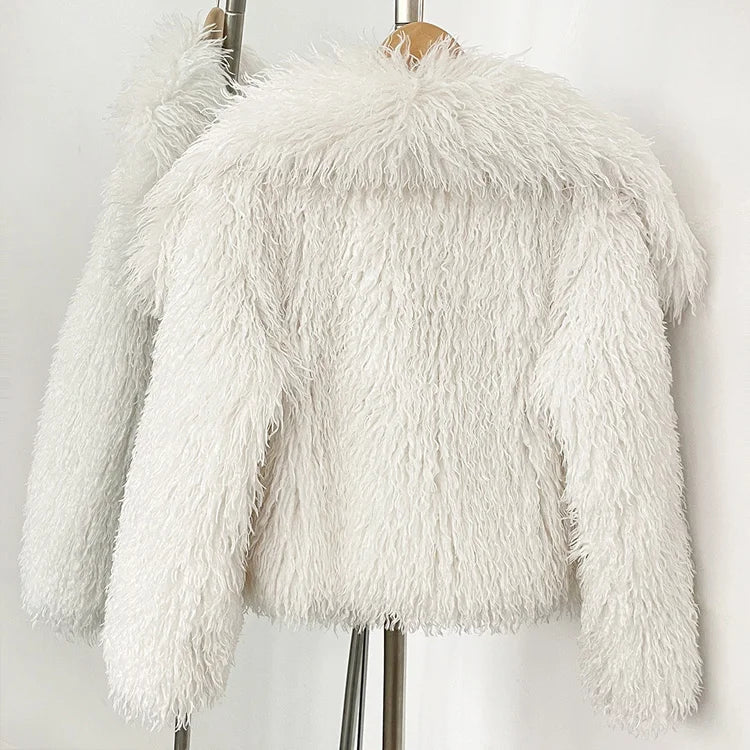 Faux Fur Long Sleeve Thick Warm Overcoat Outwear Fluffy Coat