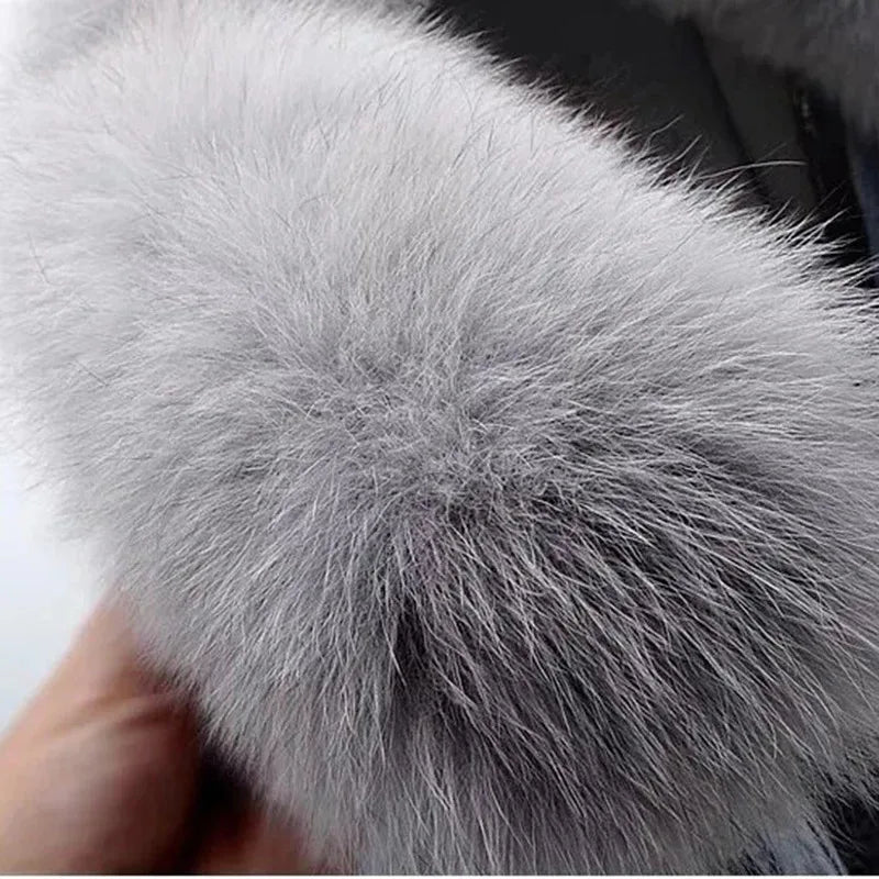 Faux Fox Fur Collar Jean Jacket