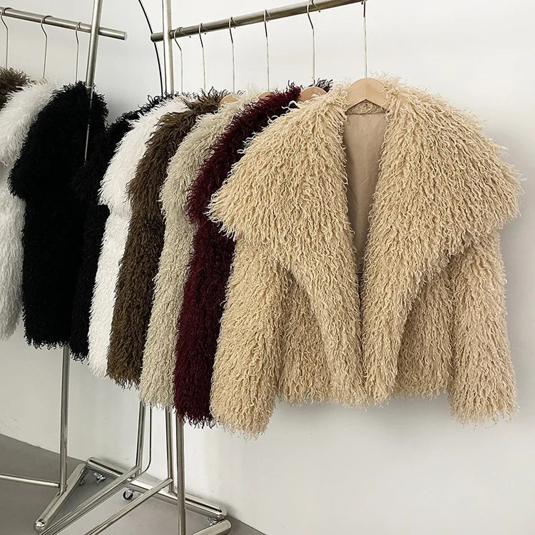 Faux Fur Long Sleeve Thick Warm Overcoat Outwear Fluffy Coat