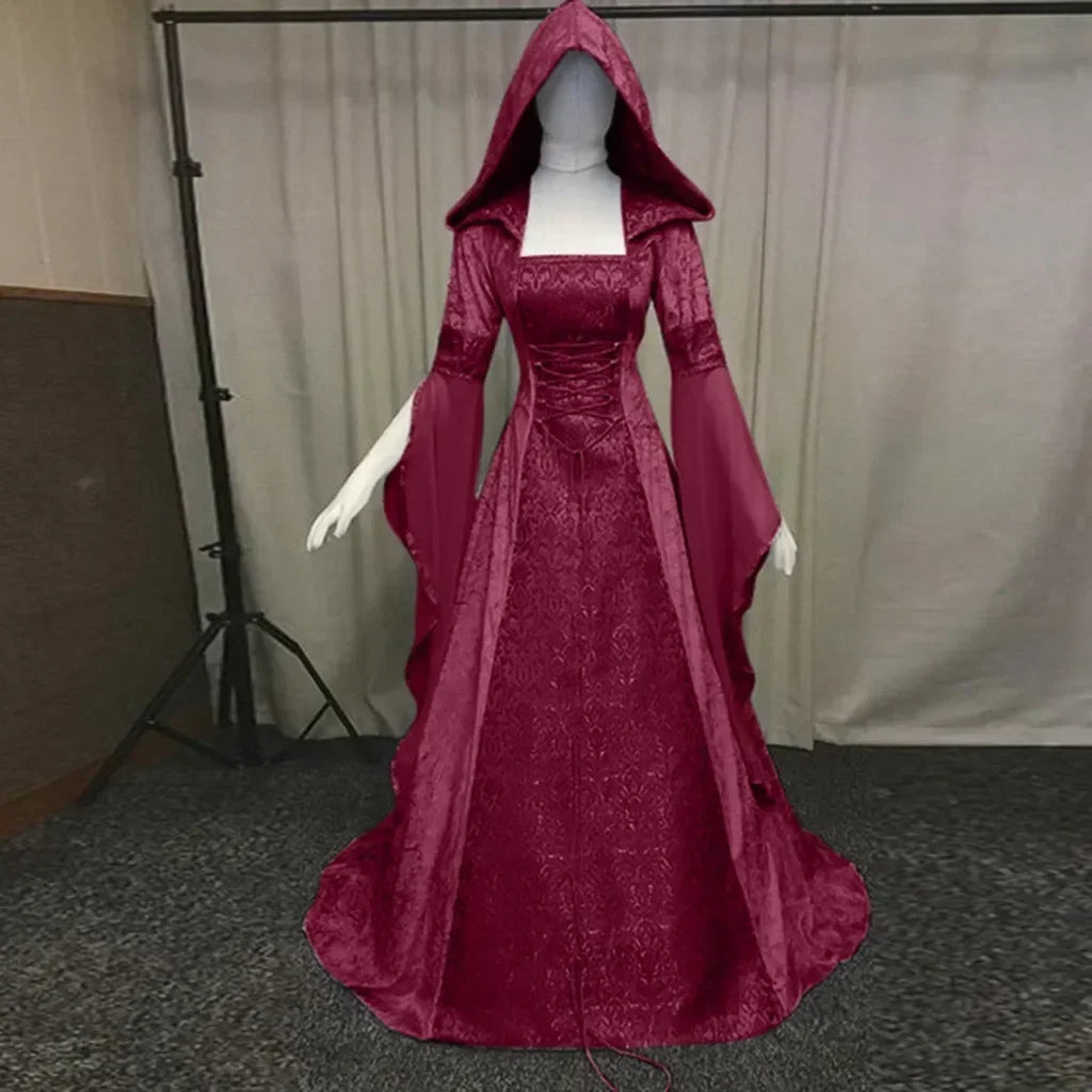 Deluxe Witch Medieval Renaissance Maxi Train Dress Costume