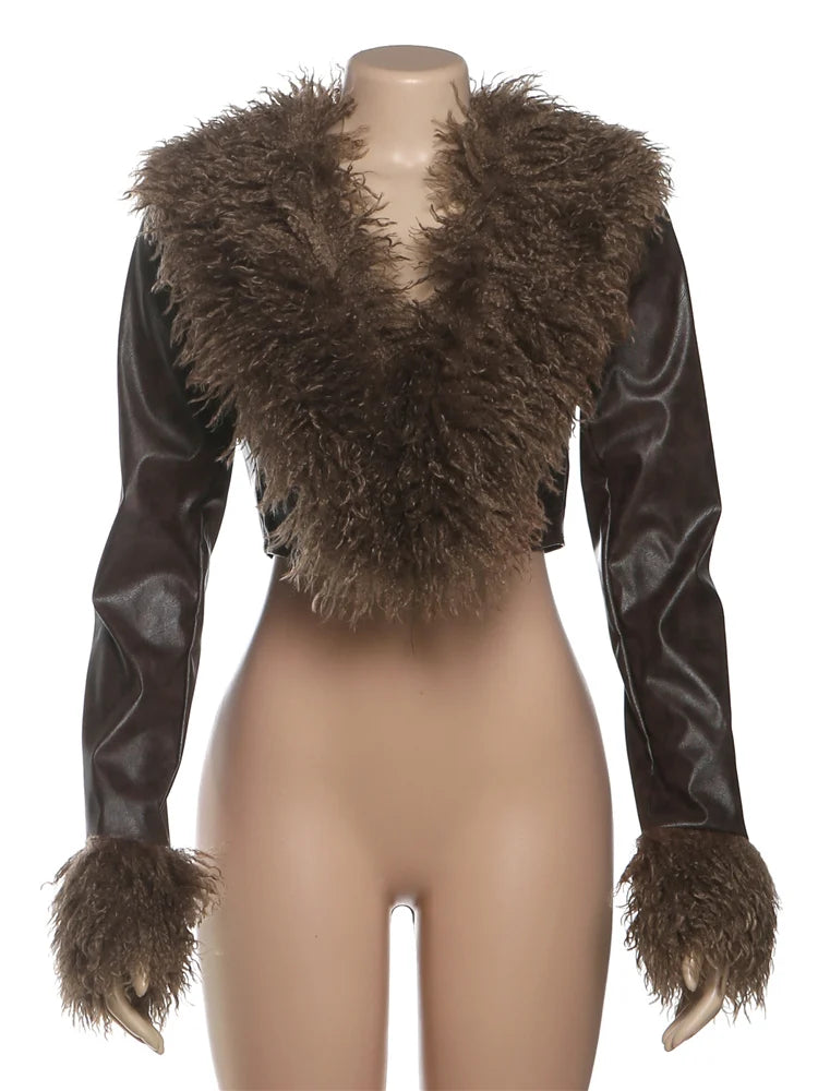 Wild Furry Tassel Low-Neck Full Sleeve High Street Style Classic Tops